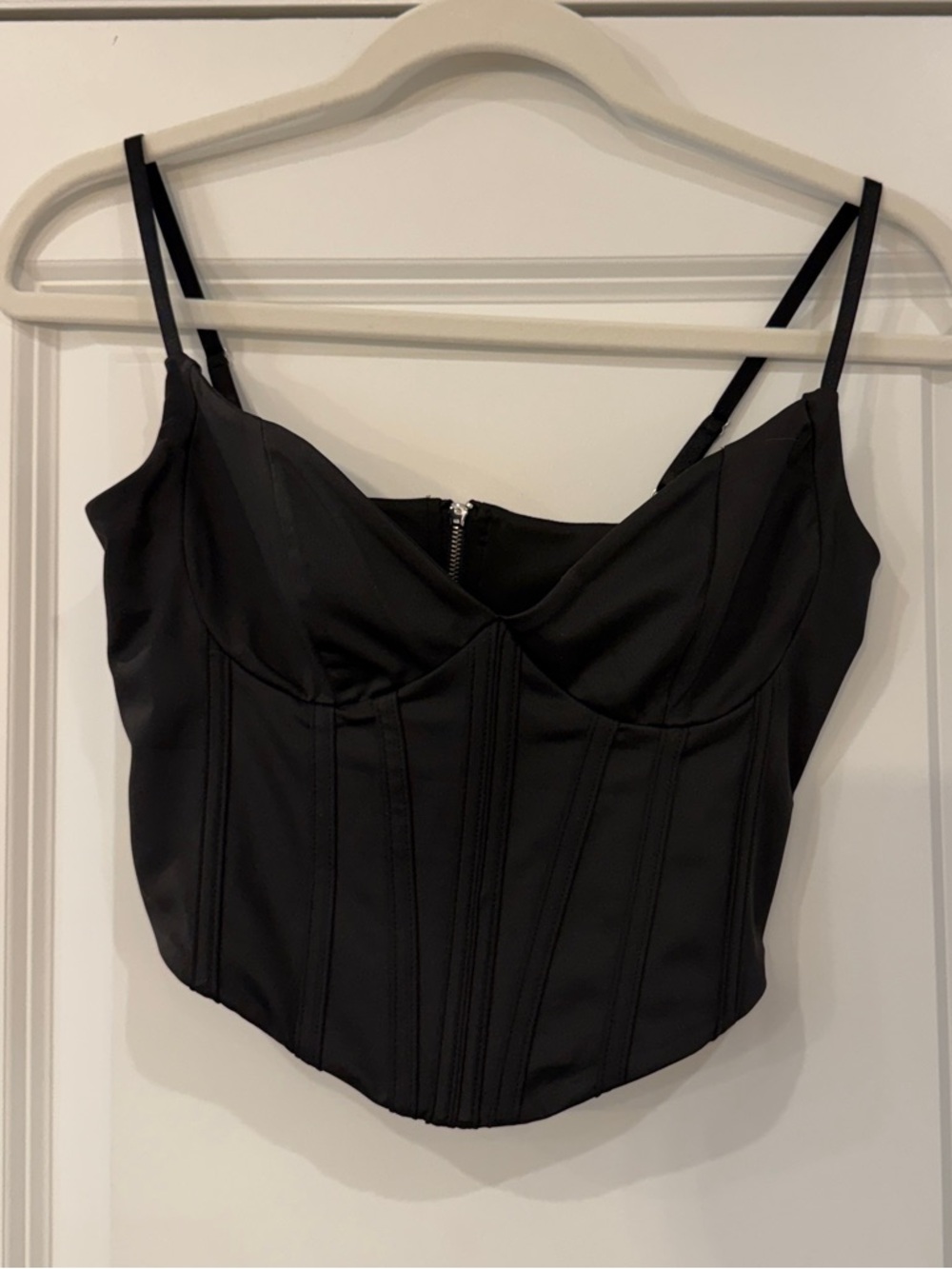 Women's Black Bustier Crop Top - Sleek Corset Style